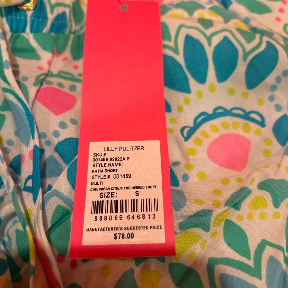 Lilly Pulitzer Turquoise, Pink & Yellow Patterned Cotton Shorts